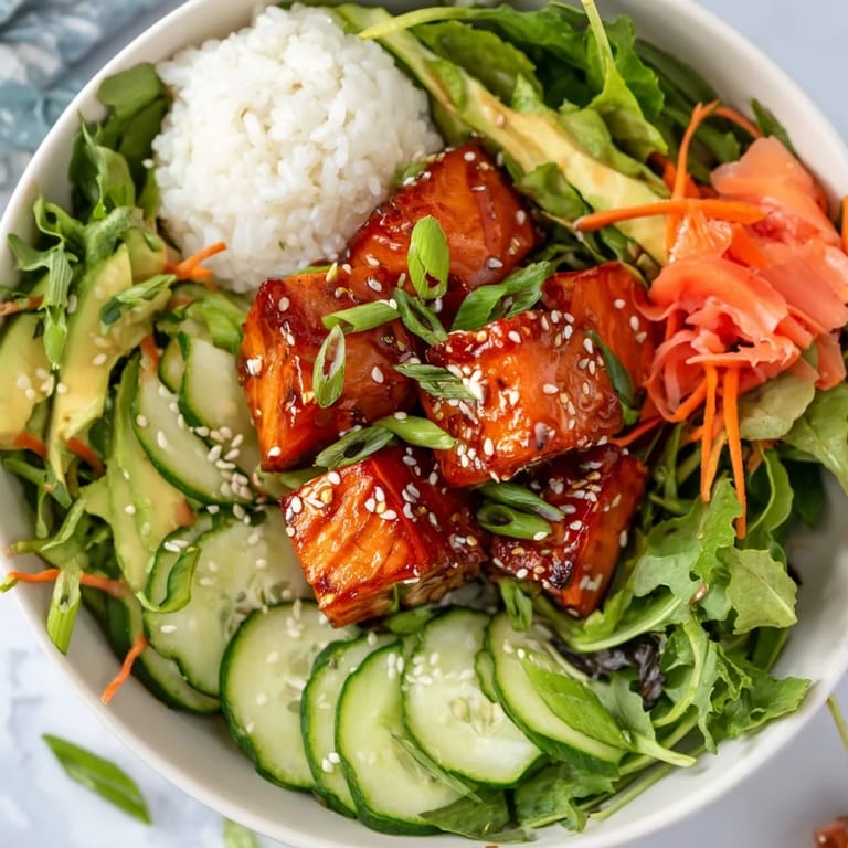 Get a taste of Hawaii with this flavorful and easy-to-make Poke Bowl Salad, a delicious main.