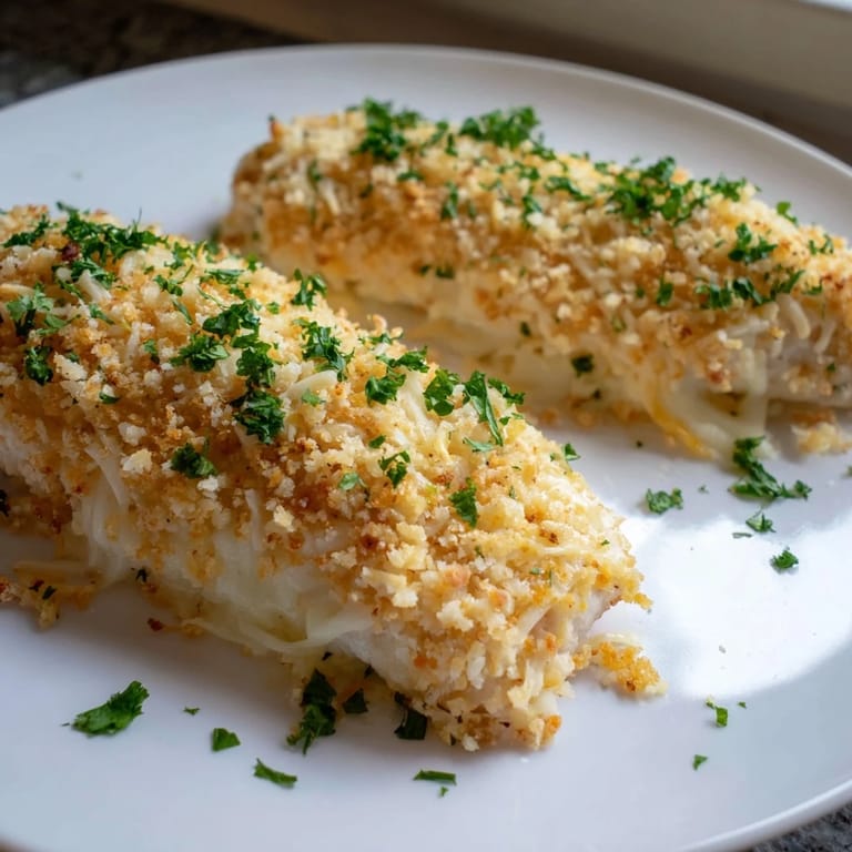 Close-up of baked Cheesy Baked Chicken Breast with melted cheese, perfect for a weeknight dinner.