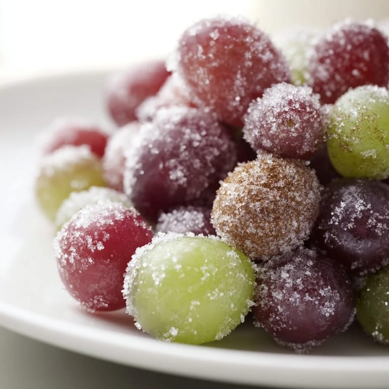 Vibrant red and green frozen grapes, ready to enjoy as a simple, gluten-free treat.