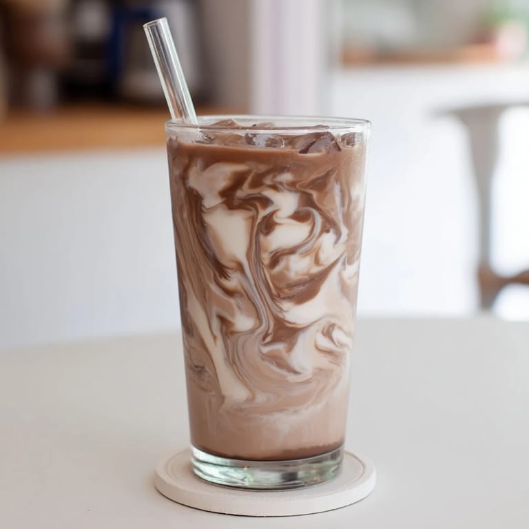 Refreshing homemade Milo Ice Latte made with Milo powder, cold milk, and ice for a perfect warm-day treat.  