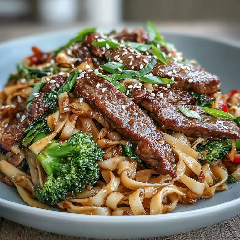 Korean Beef Noodles tossed in a wok with julienned carrots, broccoli, and bell peppers for a vibrant, flavorful meal.