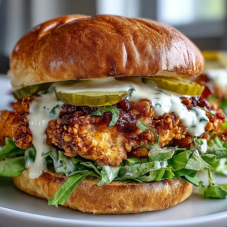The ultimate Spicy Chicken Sandwich featuring ultra-crispy chicken, fresh toppings, and a toasted brioche bun ready to be devoured.