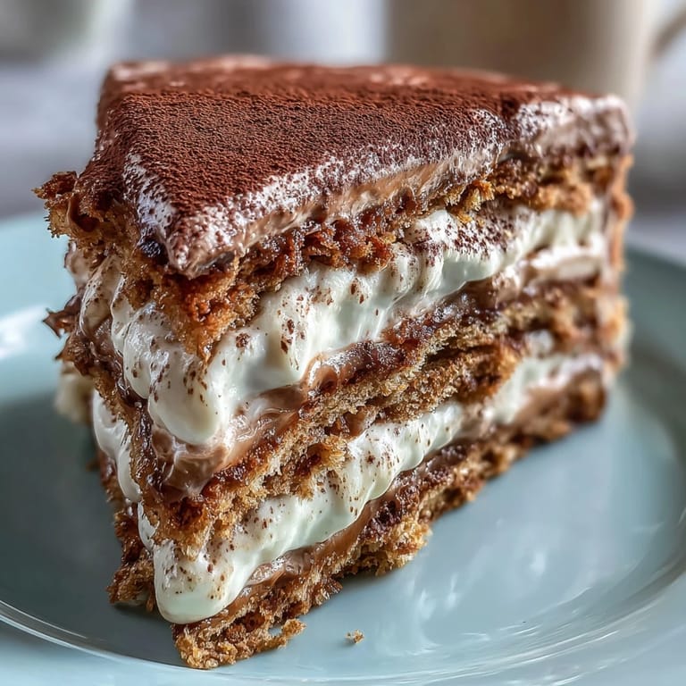 Golden-edged Fluffy Hojicha Cake sits on a marble platter, dusted with roasted tea powder.