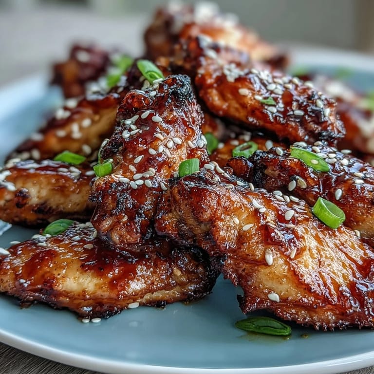 Air-fried chicken wings with bold Asian honey garlic glaze, perfect for game day or a quick appetizer.
