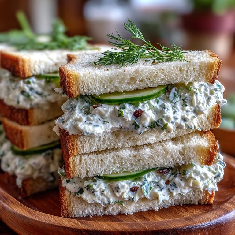 Classic Derby Day Benedictine tea sandwiches featuring a light dill-cucumber cream cheese filling, perfect for Kentucky celebrations.