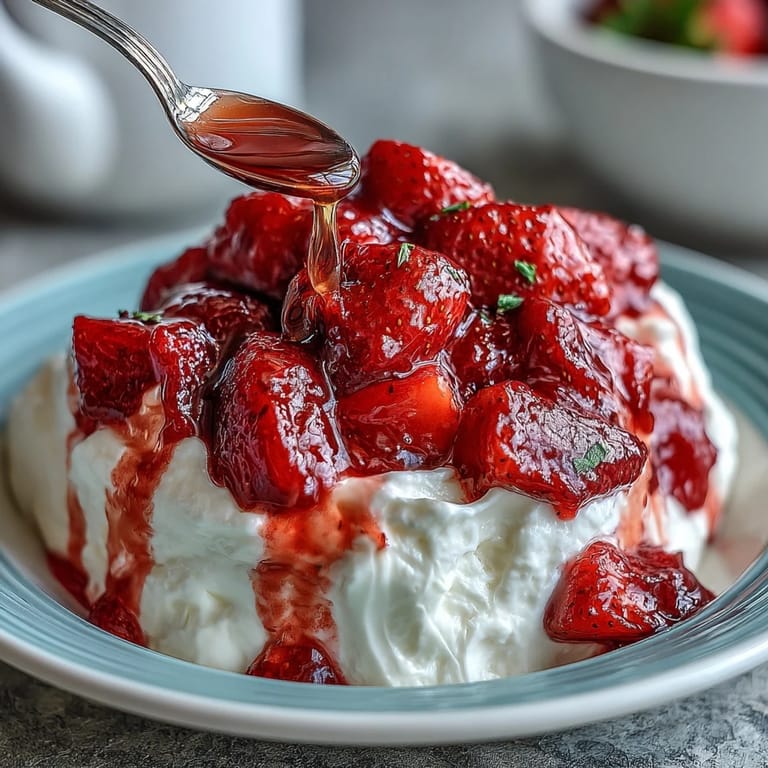 Layered strawberry compote and Greek yogurt create a colorful, refreshing dessert with bright berry flavor.