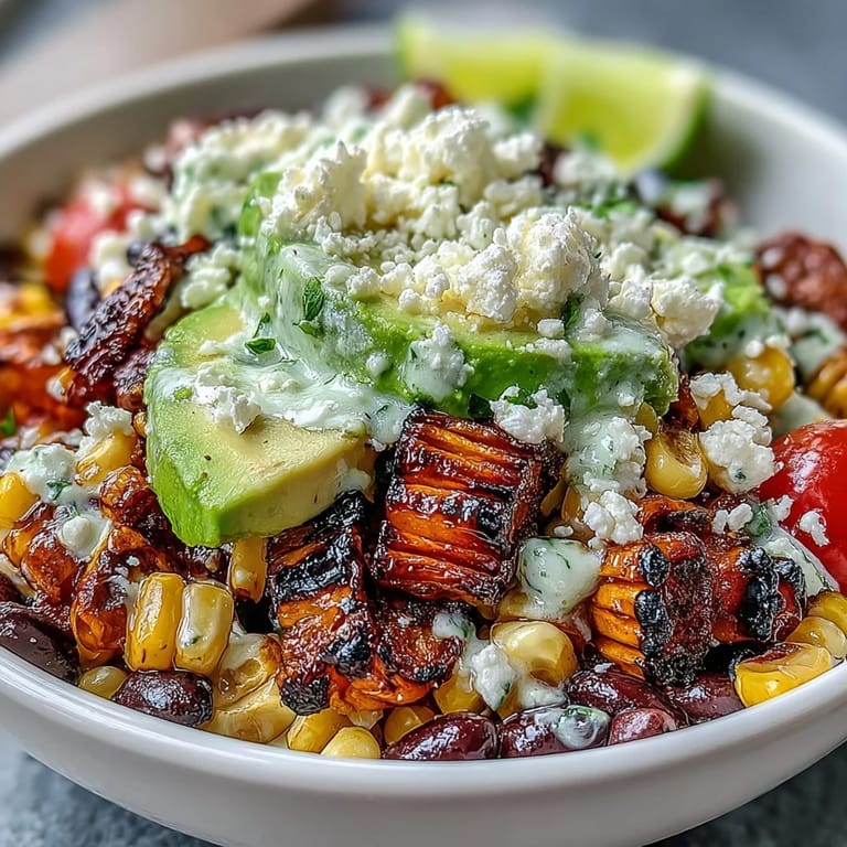 Deliciously seasoned grilled corn and black bean taco salad served with crunchy tortilla chips.