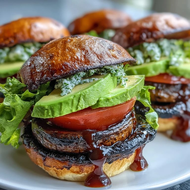 Delicious grilled portobello mushroom burger, perfect for a summer cookout.